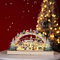 YUEMING Weihnachten Deko Bogen Oval Weihnachtsdorf Weihnachtsdekoration mit Dorfmotive aus Holz, Christmas Workshop Holzszenen/Weihnachtsdekoration für den Innenbereich, Deko Weihnachten