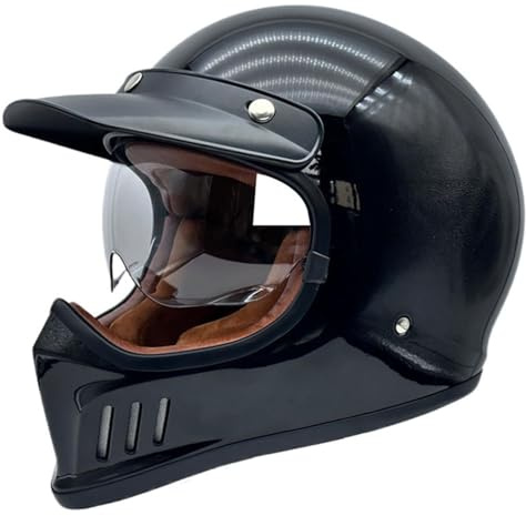 Casques Intégraux Vintage avec Visière, Casque De Moto Cross Homologué ECE, Casque De Moto Jet, Casque Moto Ouvert De Moto pour Homme Femme, Adulte Face Ouverte Demi Helmets E,XL