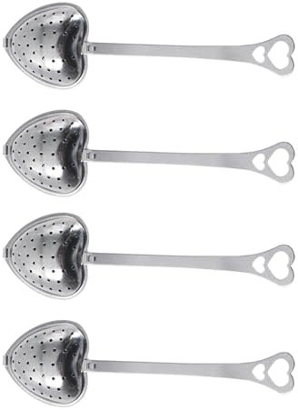 Infusore tè Colino Tisane 4 pezzi,Cucchiai Filtro da tè Maglia Tea Infusore Acciaio Inox Infusore tè Filtro, Acciaio Inox Cucchiai da tè a Forma di Cuore Cucchia, Foglie di tè