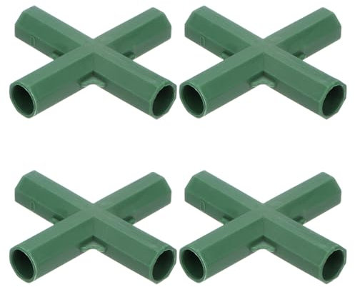 M METERXITY 4 Pièces Connecteurs de Construction de Cadre de Serre de 16mm, Raccord de Tuyau Plat à 4 Voies pour Treillis de Raisin/Abri de Protection Solaire, Accessoires de Serre [Vert]