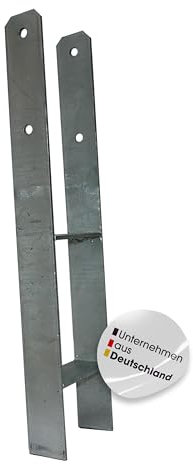 H-Pfostenanker 8,0/111/800 mm, feuerverzinkt als Pfostenträger | H-Anker 111 x 800 mm für 11 x 11 cm | stabiler Betonanker & Einschlaghülse