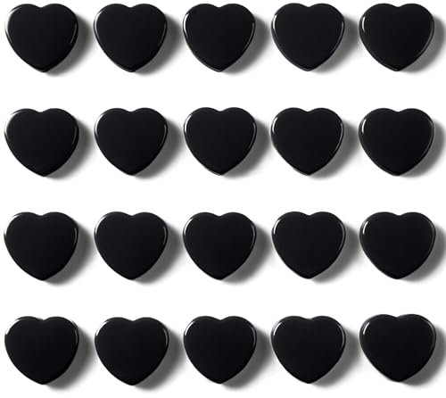 DUJEQM Lot de 20 Aimant Frigo - Aimant Puissant Cœur Noir, Petits Aimants Tableau Magnétique, Aiment Magnet Frigo Mini Aimant Plat Décoratifs pour Photos, Cartes, Calendriers, Bureau, École, Bricolage