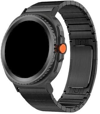 Länkarmband i rostfritt stål passar for Samsung Galaxy Watch 8 Ultra 2 / Galaxy ULTRA 7 47MM armband utan mellanrum remtillbehör(Black,For Galaxy 8 Ultra 2)