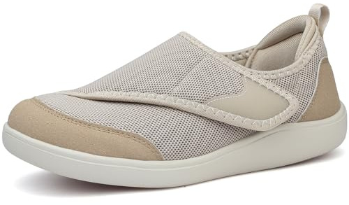 DimaiGlobal Zapatos para caminar diabéticos de ajuste extra ancho, para hombre y mujer, fáciles de cerrar, ajustables, para artritis, edema, pies hinchados, zapatillas ligeras