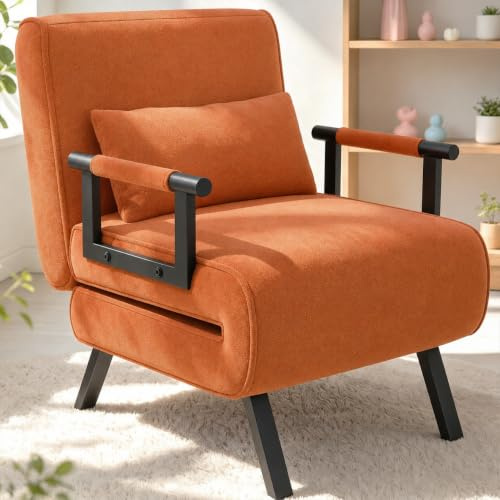 Hawthyhome Schlafsessel 4 in 1 Schlafsofa mit Bettfunktion 57cm Orange