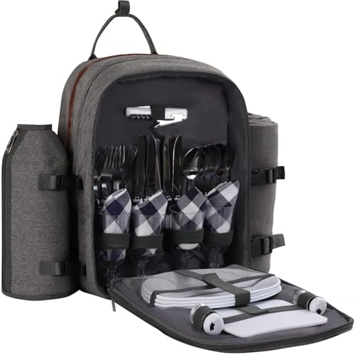 Apollo Walker Mochila de pícnic para 4 con Manta Gris