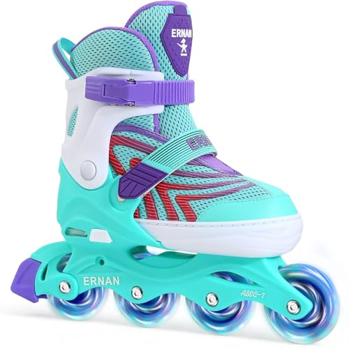 Roller Enfant Fille Patins à roulettes en Ligne 5 Tailles Ajustables à 4 Roues pour Enfants Adulte Filles et garçons, adaptés à l'utilisation intérieure et extérieure