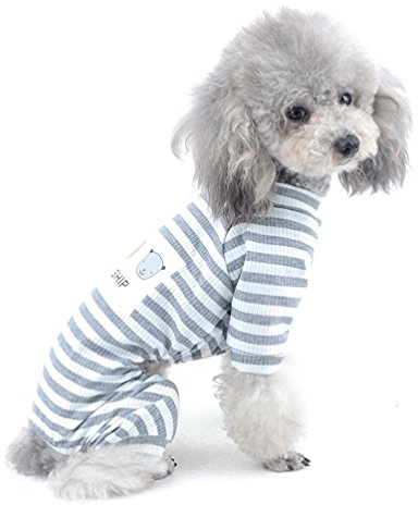 SELMAI, pigiama a strisce, di cotone, per cane di piccola taglia. Tutina per cuccioli o cani piccoli. Abbigliamento per cani