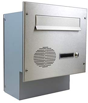 F-046 Cassetta postale passante a muro in acciaio inox con campanello e citofono (profondità: 20 cm) - LETTERBOX24.de