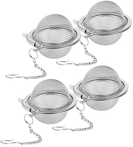 4 Pièces Boules à Thé Acier Inoxydable, Boule de Passoire à Thé, Infuseur à Boules de Thé en Acier Inoxydable, Avec Crochet à Chaîne Allongée, Pour Le Thé en Feuilles et Les Épices et Assaisonnement