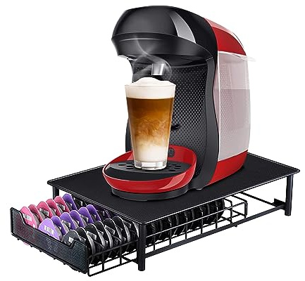 Greensen Kaffekapselhållare kapselstativ med nätfack kaffekapselhållare med låda 54 kapslar stapelstativ låda för förvaring av kaffekapslar