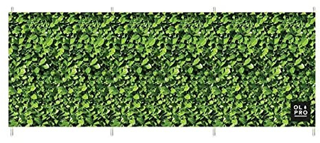 OLPRO 4-Pole Compact Steel Windbreak – 4.8m Long Camping Windbreak with Laurel Hedge Print | Privacy Screen for Caravan, Motorhome & Beach | Includes Carry Bag