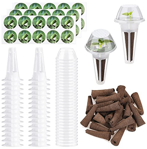 Mokylor Kit di 120 baccelli per semi, accessori da giardino idroponici, kit con 30 cestini da coltivazione, etichette per spugne da coltivazione e cupole, compatibile con IDOO, QYO, LYKO