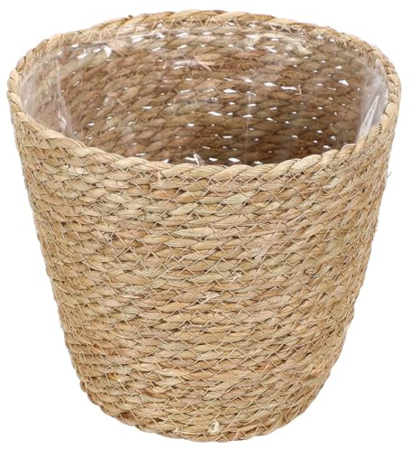 Didiseaon Maceteros de Caña Diseño Tejido a Mano, Cesta Tejida Forro para Flores y Almacenamiento, Decorativo para Plantas de Interior Hogar
