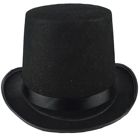 Obelunrp Chapeau haut de forme, chapeau haut de gamme noir, mentleman en feutre des chapeaux de haut noir pour costume de fête de showman formel (hauteur: 6,3 pouces)