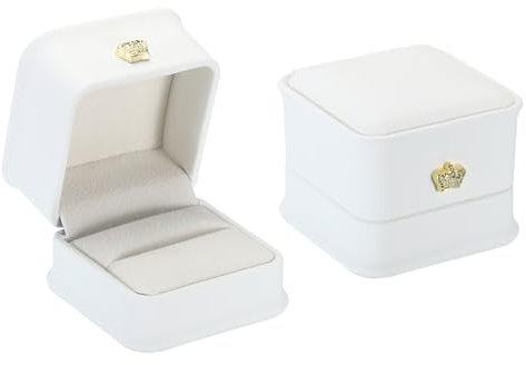 PATIKIL Velvet Ring Box, 2 Pack Wedding Ring Box Vintage Jewelry Holder for Engagement Proposal Ceremony Anniversary Style 4, White
