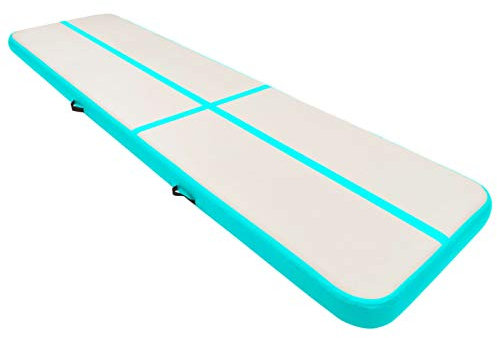 GuyAna inflatable Gymnastics Tumble Track Gym Mat for Home Use,Training,Cheerleading,Yoga,Water Fun,Inflatable Gymnastics Mat with Pump 800x100x20 cm PVC Green