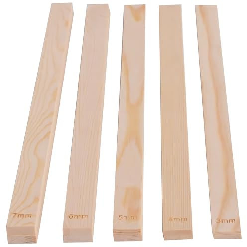 10 Stück Holzplatten Töpferwerkzeug, Töpferzubehör, Teighölzer, Teigstäbe zum Ausrollen, Abstandshalter Backen, Rechteck Mud Stick Guide für Töpferei Polymer Clay Dicke(5 Größe)