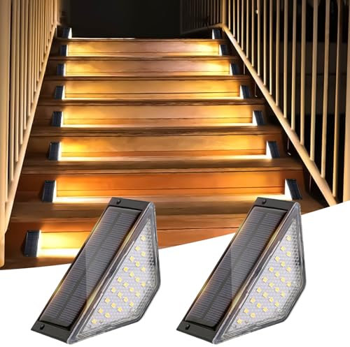 Flintronic 2 Pezzi Luci Solari per Esterni Scale, Gradini Impermeabili IP65, Recinzione, Cortile, Percorso, Patio