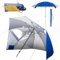 Menz Sonnenschirm Strand windfest stabil Ø 240 cm - Funktionale UPF 50+ Sonnenschirm Muschel, Strandschirm mit Seitenwand, Sonnenschutz Strand, Farbe: Blau