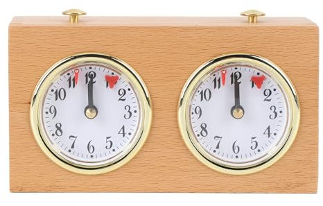 Schachuhr, Professionelle Digitale Retro-Schachuhr aus Holz und Spieltimer, Tragbare Mechanische Analoge Schachuhr, Keine Batterie Erforderlich, Analoger Timer für Brettspiele