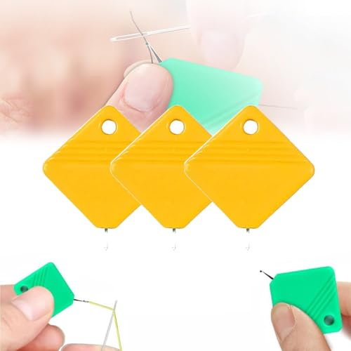 Enfile-aiguilles automatique, enfile-aiguilles pour machines à coudre, enfile-aiguilles DIY pour travaux manuels de couture, compatible avec toutes les tailles d'aiguilles (Jaune 3 PC)