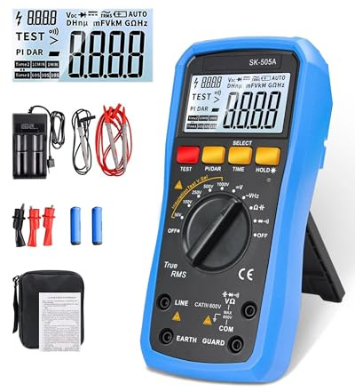 2 in 1 Megohmmeter & Multimeter Digital, Isolationswiderstandsmessgerät, 20GΩ/1000V Auto-Range, Data Hold, AC/DC Spannungsprüfer, Kapazitätsmessung für elektrische Hausprüfungen SK-505A GOLDCHAMP