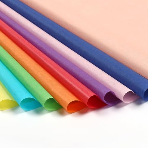 Lot de 200 feuilles de papier de soie coloré, 10 couleurs, 50 x 70 cm, papier transparent pour bricolage et emballage