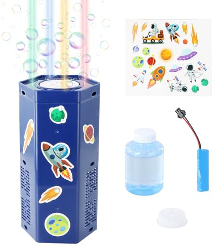 Focenat Máquina de Burbujas de Fuegos Artificiales, Maquina Pompas Jabon, Maquina Burbujas de Jabon Niños, Soplador de Burbujas Automático con Luces y Sonido, para Niños, Navidad, Fiesta, Cumpleaños