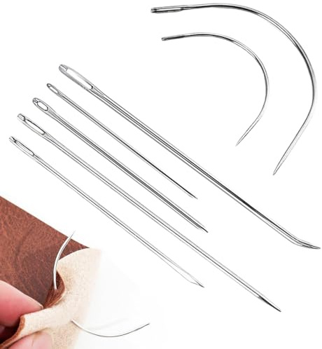 7-Piece Heavy-Duty Sewing Needle Set for Upholstery, Leather & Canvas Repairs - Stainless Steel Hand Needles for DIY & Professional Use