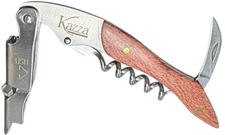 Kazza Couteau de sommelier -Tire bouchon professionnel en Acier Inoxydable, Le Meilleur Choix pour les Serveurs, Barmans, avec décapsuleur et coupe capsule, Limonadier avec Boîte Cadeau