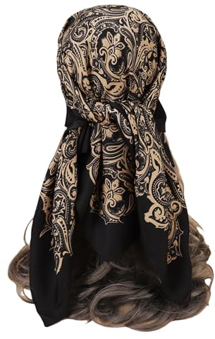 Traziewell Women's Scarf 35 Satin Square Silk Like Hair Scarves and Wraps Headscarf for Sleeping 11103