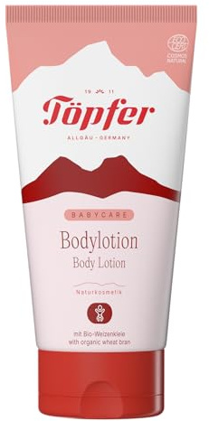 Töpfer Babycare, lozione per il corpo, 150 ml, materie prime naturali al 99% (crusca di frumento, olio d'oliva, burro di karitè), delicato e ad assorbimento rapido, vegano