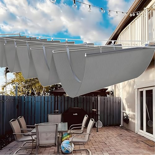 Infällbart vågigt solskyddssegel – utomhus baldakin för uteplats, trädgård, bakgård, terrass, pergola spaljé – UV-skydd, väderbeständig 1,2 x 8 m