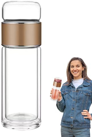 Tee-äggflaska – 500 ml dubbelväggig, rese-tee-äggkopp, bärbar mugg med sil | teflaskor för lösa blad för camping, kontor, utomhusdryck, dryckesbehållare