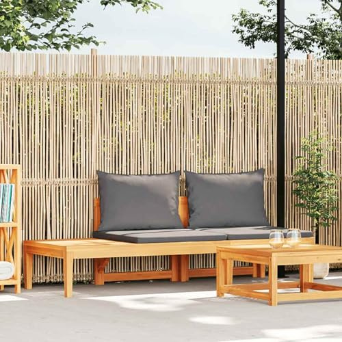 HOMELEN Trädgårdsbänk med bord och mörkgrå kudde, massivt trä, akacia, trädgårdsloungeset, balkongmöbelset, underhållningsset, balkong soffa lounge, lämplig för trädgårdar, terrasser