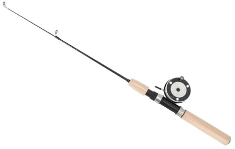 HUIOP Canne à Pêche sur Glace Combinée en Fibre de Verre avec Moulinet en Métal pour Pères, Fils, Maris, Petits Amis, Ensemble de Pêche sur Glace d'hiver Durable et Confortable, pour