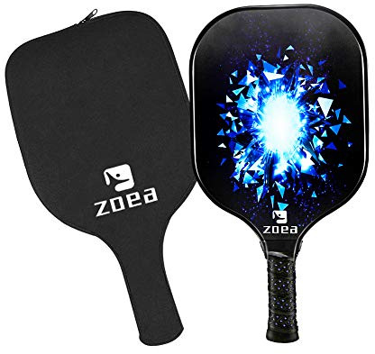 ZOEA Pickleball Paddle, Graphite Pickleball Racket with Carbon Fiber Surface and Polymer Honeycomb Composite Core for Outdoor and Indoor, Durable and Light Weight (Blue)