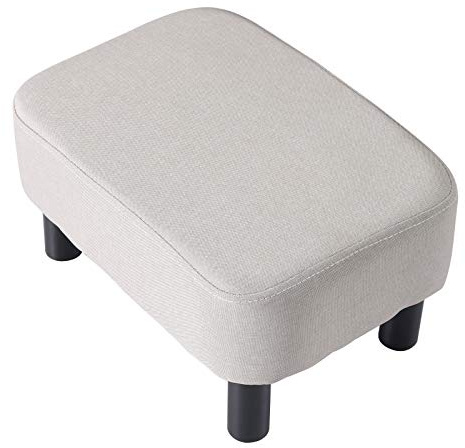 YMYNY Poggiapiedi 42 cm, Pouf Rettangolare con Stabili Gambe in Legno, Poggiapiedi Moderno in Tessuto di Lino Sgabello Cambio Scarpe per Soggiorno Camera da Letto, Grigio Chiaro HD-HRF-BD0213