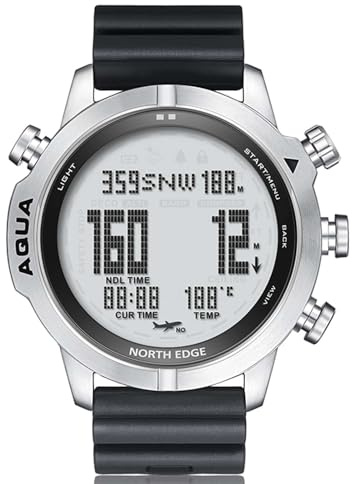 NORTH EDGE Digital Dive Watch - Dive Computer Watches for Men, Scuba Diving Watches - Men's Wrist Watches with Compass, Altimeter, Barometer, Pedometer (Model: Aqua)