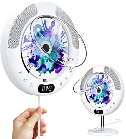 KOVCDVI Lecteur CD Bluetooth avec Boutons Tactiles Lecteurs CD Mural Haut-parleurs intégrés avec Couvercle Anti-poussière et télécommande et Radio FM Prend en Charge la Lecture USB et AUX