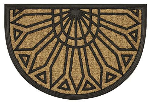 OLIVO.shop | PROMO Paillasson en coco tressé et caoutchouc pour entrée maison demi-lune 40 x 60 cm