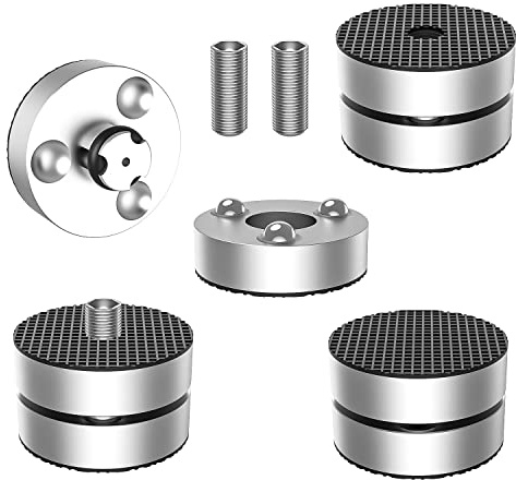 Tertullus Set med 4 högtalarfötter resonans-dämpare aluminiumfötter ljud-dämpare stötdämpare stötdämpare med stötdämpande pärla för högtalare och enheter (IF4023S silver)