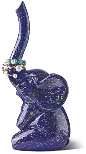 PUDDING CABIN Purple Elephant Ring Holder Cute Ring Organizer Stand Display, Unique Elephant Gift for Women Mom Mother's Day Birthday Engagement Bridesmaid Christmas Gift