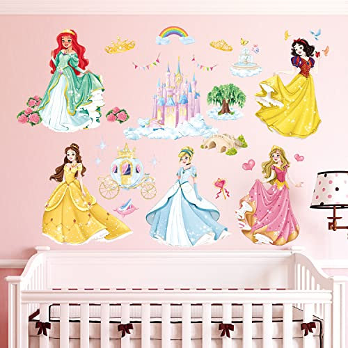 DECOWALL DS9-2118 Wunderschöne Prinzessinnen-Wandaufkleber Schloss-Aufkleber abnehmbar Mädchen Kinder Kinderzimmer wandtattoo Wohnzimmer dekor
