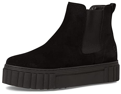Tamaris Botines Chelsea para Mujer, Piel, Plantilla Extraíble, Negro, 40 EU