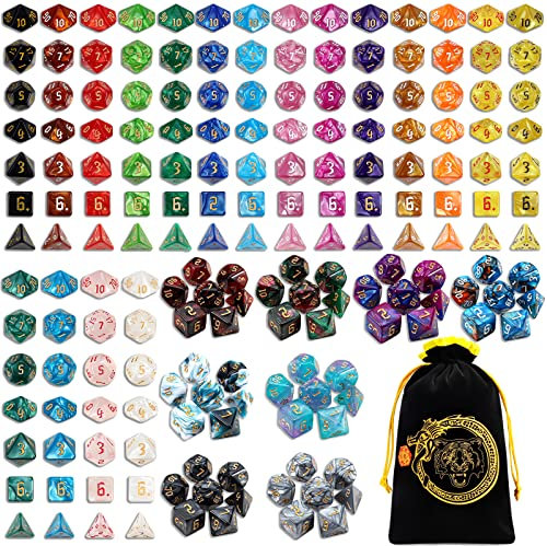 YILAIDA Polyedrische Würfel, 182PCS Vieleck Spiel Würfel, 26 Farben Doppel Rollenspiele Würfel für DND RPG MTG Tischspiele Würfel D4 D6 D8 D10(00-90 und 0-9) D12 D20