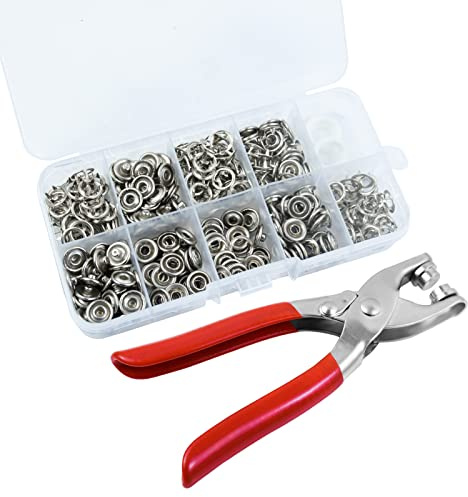 100 Sets Metal Snaps Buttons with Fastener Pliers Press Tool Kit Press Studs Kit Snap Fasteners Kit Sewing Free Buttons Set Five Claw Buckle Installation Tool Set Poppers for Sewing Clothing DIY Craft