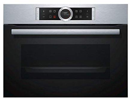 Controles giratorios del Horno Puerta de Doble acristalamiento Horno de microondas Individual en Silver Tact Horno halógeno de convección Premium Ideal para Asar, Hornear