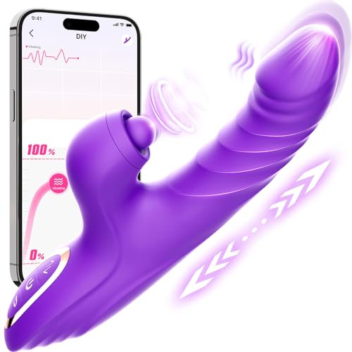 Unikrealer Dildo Vibrator mit Stoßfunktion Lecken Saugen Sextoys, Vibratorensets für Frauen Groß mit App, Dildo für Frauen Stoß Dildos, Erotik Sexspielzeuge, Sex Toyset für Paar Set Vibrators
